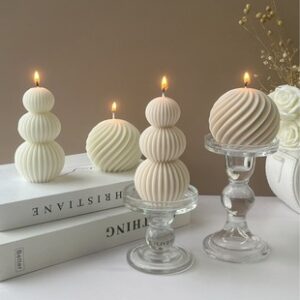 Nordic-style wave-shaped spherical scented candle