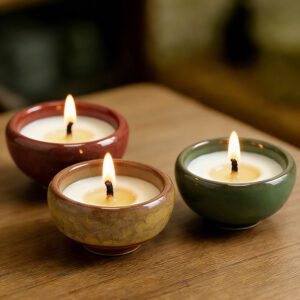 Vintage crackled ceramic mug scented candle