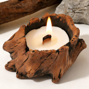 Vintage tree stump scented candles